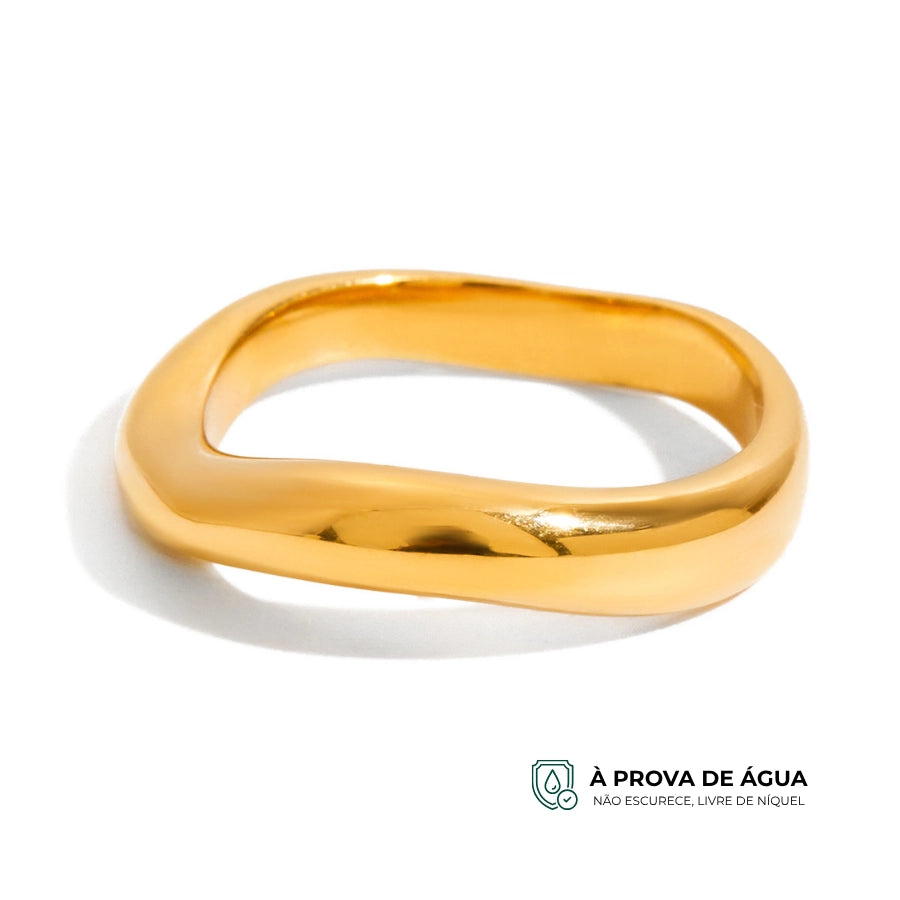 Anel Wave - Banhado em Ouro 18k