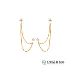 Brinco Duplo Alice - Banhado a Ouro 18k