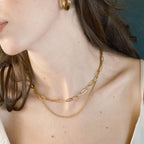 Choker Duplo Cordão Baiano e Elos - Banhado em Ouro 18k