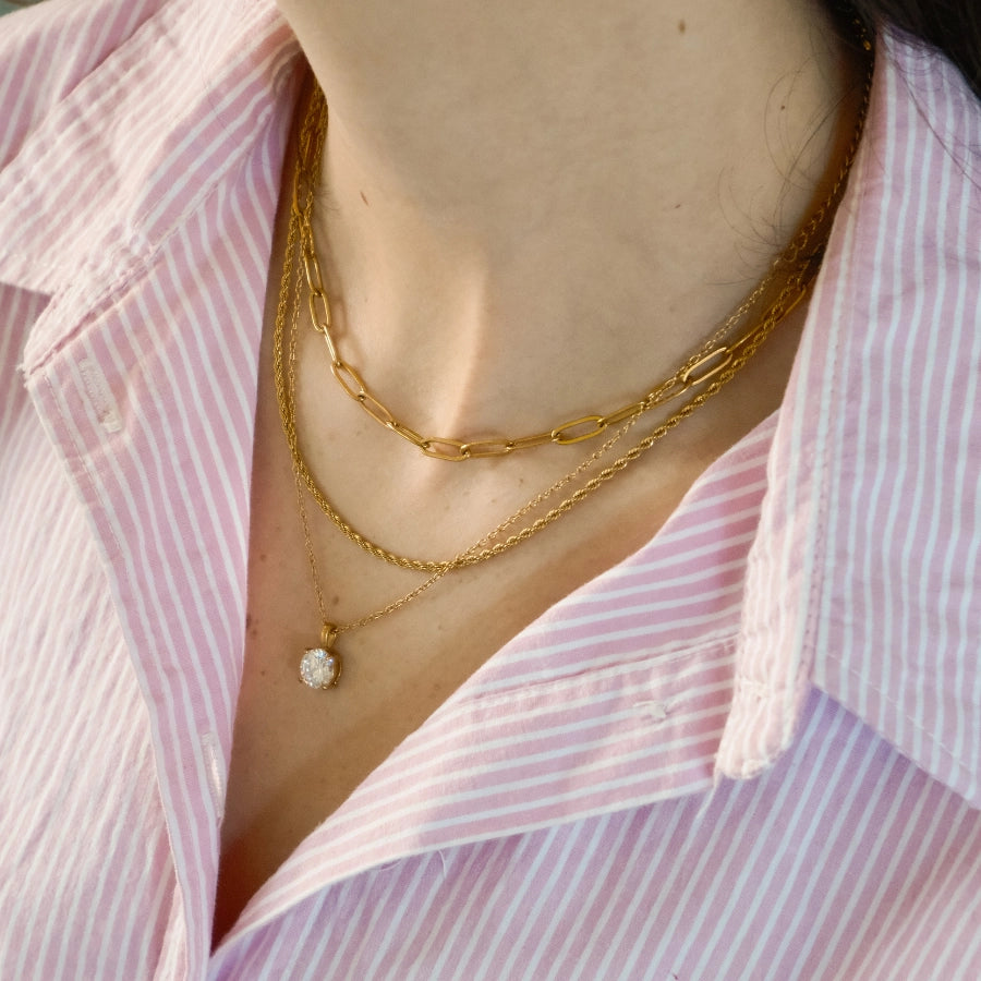 Choker Duplo Cordão Baiano e Elos - Banhado em Ouro 18k