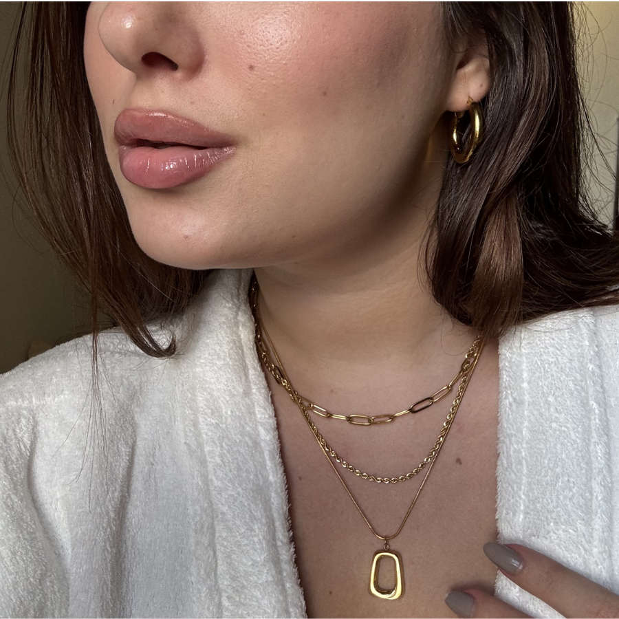 Choker Duplo Cordão Baiano e Elos - Banhado em Ouro 18k