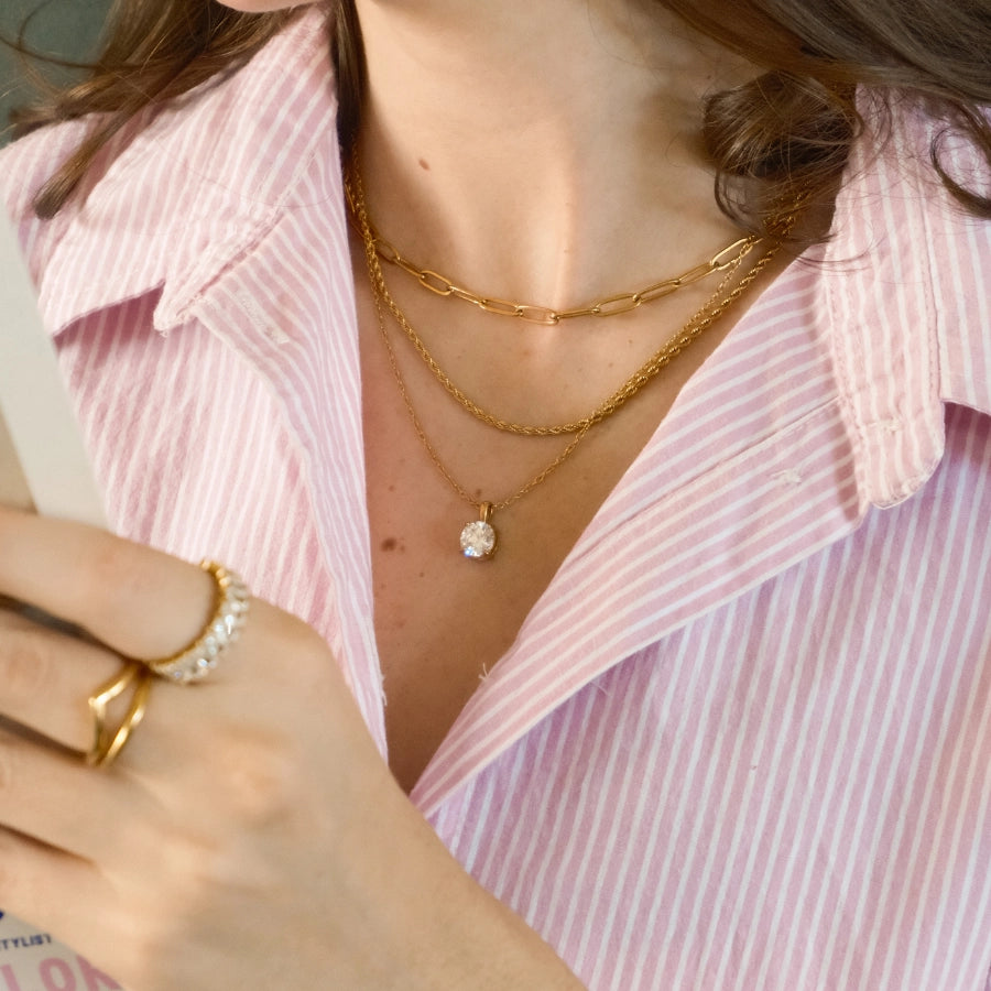 Choker Duplo Cordão Baiano e Elos - Banhado em Ouro 18k