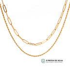 Choker Duplo Cordão Baiano e Elos - Banhado em Ouro 18k
