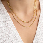 Choker Duplo Cordão Baiano e Elos - Banhado em Ouro 18k