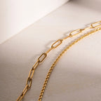 Choker Duplo Cordão Baiano e Elos - Banhado em Ouro 18k