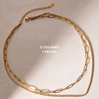 Choker Duplo Cordão Baiano e Elos - Banhado em Ouro 18k