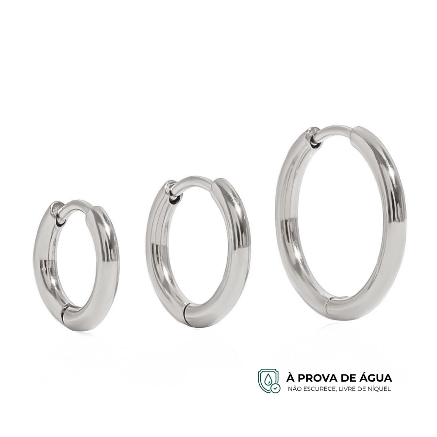 Trio de Argolinhas Essenciais - Prateado
