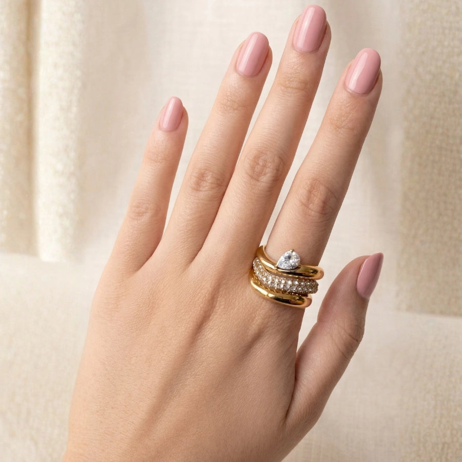 Anel Wave - Banhado em Ouro 18k